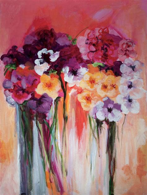 Original Acrylic Painting Whimsical Abstract Flowers