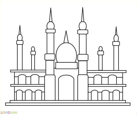 29 Gambar Mewarnai Masjid Nabawi Terlengkap 2020