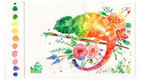 Colorful Chameleon Watercolor Painting Time Lapse Youtube