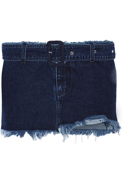 Marques Almeida Belted Frayed Denim Mini Skirt Marquesalmeida Cloth