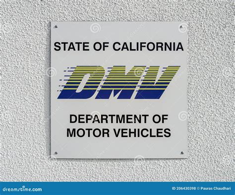 California Dmv Sign Plate With Logo Editorial Stock Photo Image Of