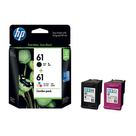 Take advantage of the premium original hp quality for an affordable cost. HP 61 Black and Colour Combo - Printer Ink Cartridge