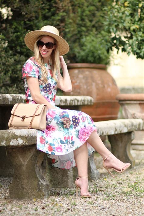 Floral Festa Matching Crop Top Midi Skirt Straw Hat Stiletto