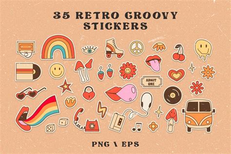 Retro 70s Groovy Hippie Sticker Bundle
