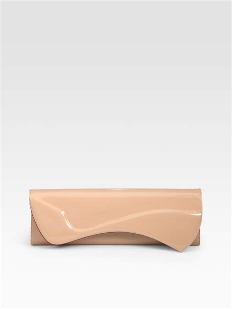 Christian Louboutin Pigalle Patent Leather Clutch In Nude Natural Lyst