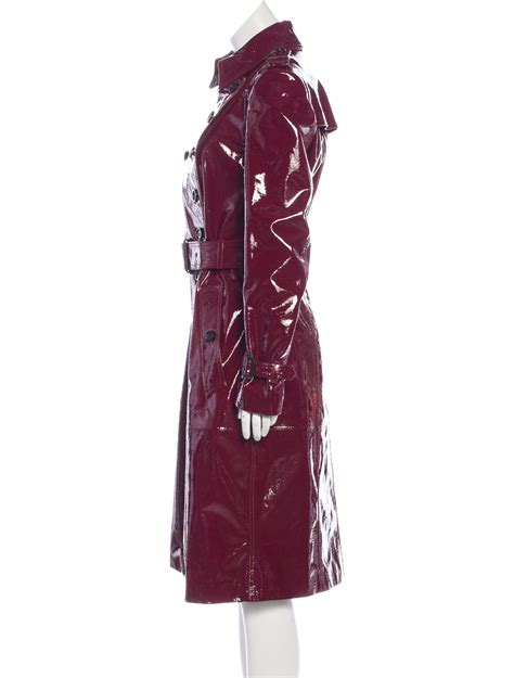 Burberry Prorsum Patent Leather Trench Coat Red Double Breasted