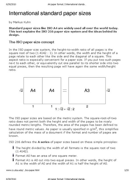A4 Paper Format International Standard Paper Sizes Pdf Stationery