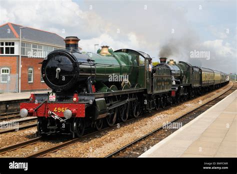 Double Headed Steam Trains At Dawlish Warren Train Station Recreating A