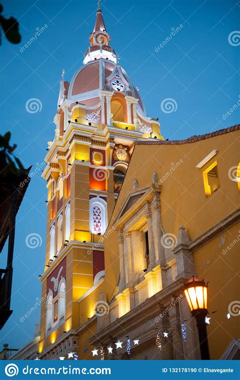 Cartagena Cathedral By Night Stock Photo Image Of Colombia American
