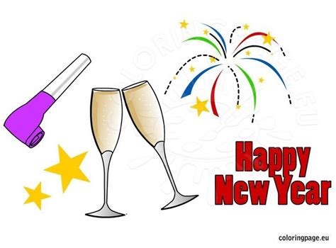 New Years Clip Art Coloring Page