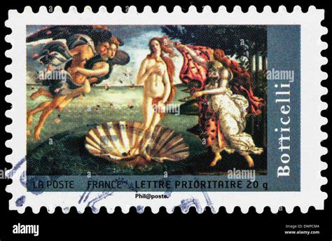 France Postages Stamp With An Illustration Of The Painting The Birth Of Venus By Sandro