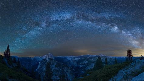 Wallpaper Trees Landscape Forest Mountains Waterfall Night