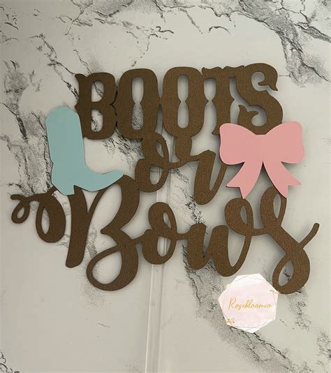 Boots Or Bows Cake Topper Gender Reveal Cake Topper Etsy