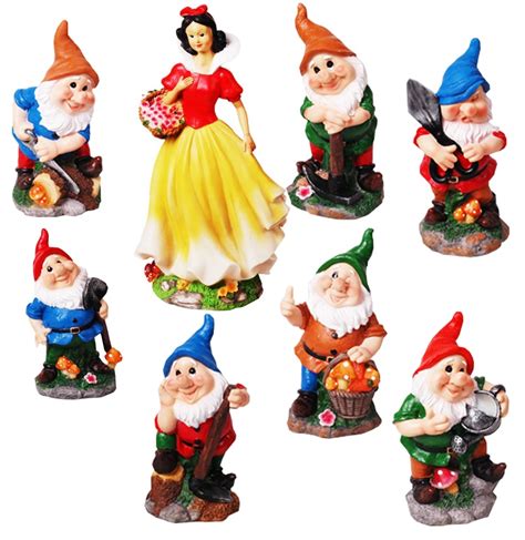 42cm Poly Resin Garden Gnome Seven Dwarfs And Snow White Action Figure