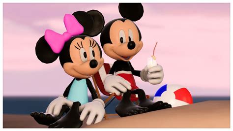Mickey And Minnie At The Beach In Summer By Infante2017 Mickey