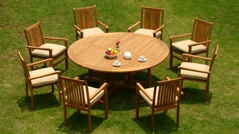 Get the best deals on patio teak furniture sets. Teak Dining Set:8 Seater 9 Pc -72" Round Table And 8 Cahyo ...