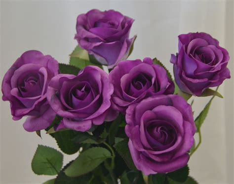 Top fake purple flowers results | result id: 6 x LATEX WEDDINGS FLOWER REAL TOUCH PURPLE ROSES STEM ...