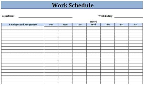 Both excel spreadsheets and google sheets are a good option for putting your template together. work schedule template preview 4 - Word Templates pro