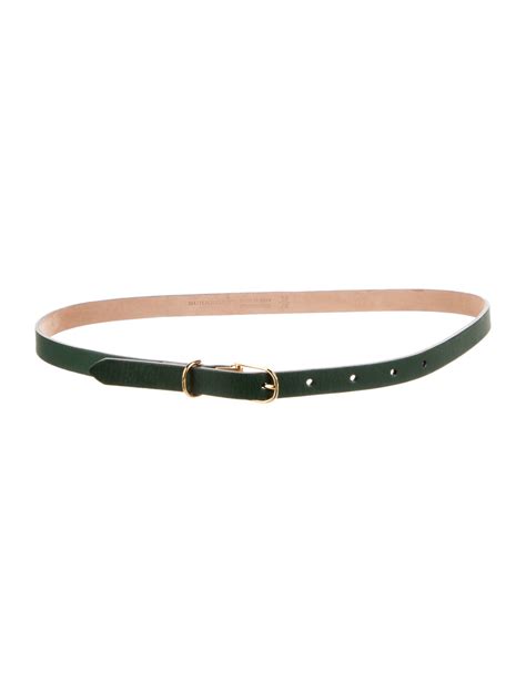 Burberry Skinny Leather Belt Green Belts Accessories Bur