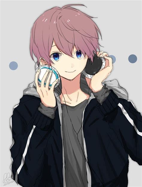 Cute Anime Boy With Hoodie And Headphones Pic Dink