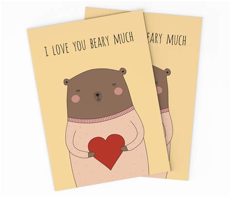 Bear Valentine Card Printable Valentines Day Card