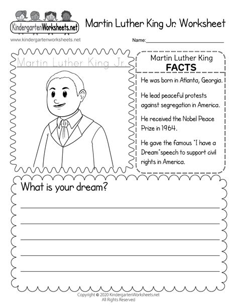 Martin Luther King Jr Worksheets For Kindergarten Printable
