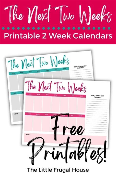 Free Printable 2 Week Calendar Template The Little Frugal House