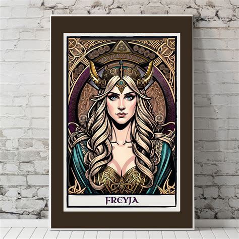 Norse Goddess Freyja Art Poster Print Viking Shieldmaiden Etsy