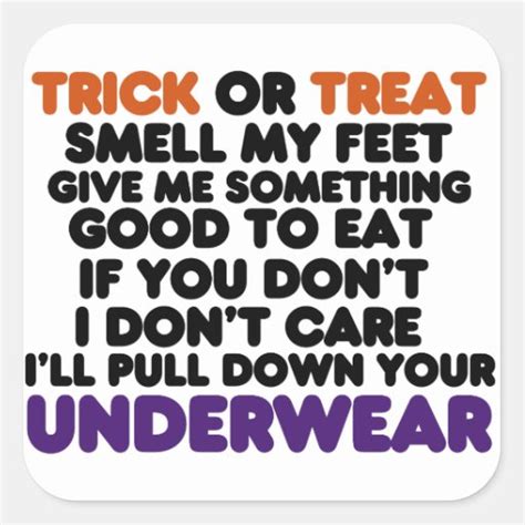Funny Halloween Trick Or Treat Poem Square Sticker Zazzle