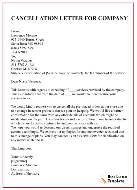 10 Cancellation Letter Template Format Sample And Example 2022