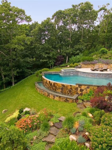Stunning Infinity Pool On A Hillside Backyard Pool Sloped Backyard