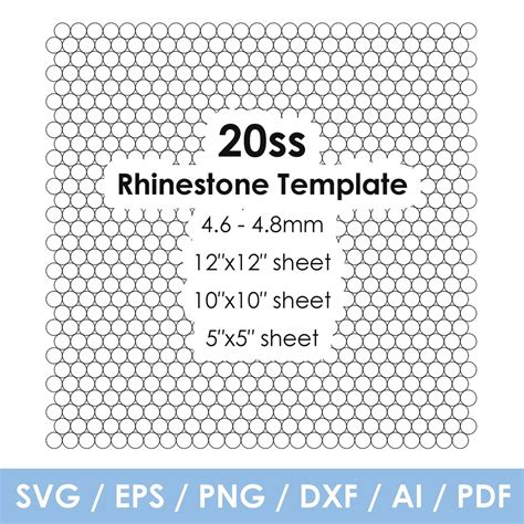 Ss20 Rhinestone Sheet Template 20ss 46 48 Mm 12x12 Etsy