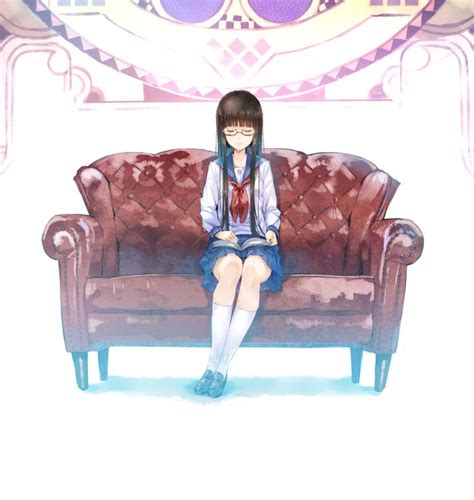 anime girl sitting on couch manga girl anime manga anime art sitting pose reference art