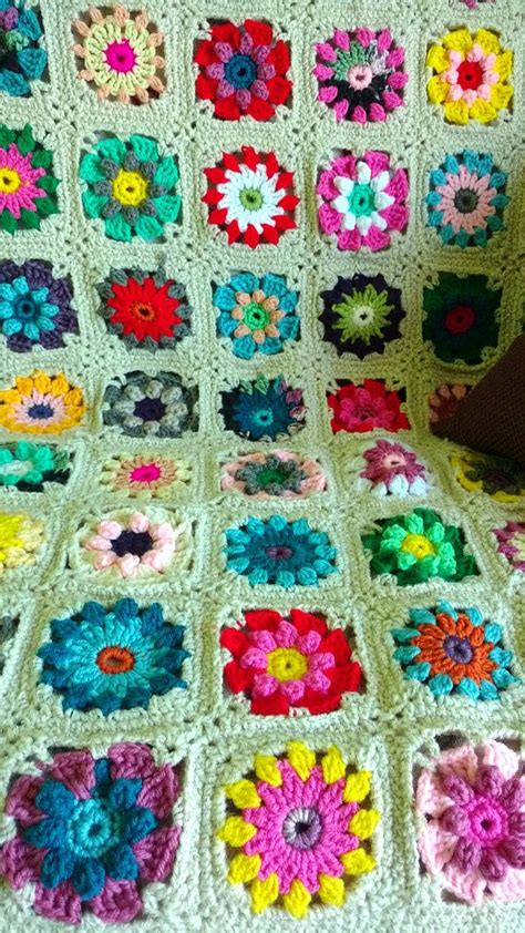 Custom Crochet Flower Blanket Throw Floral Hippie Decor Etsy