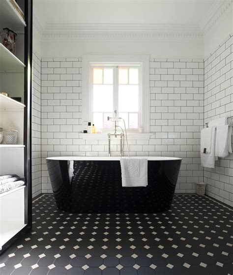 Classic Black White Bath With Winckelmans Tiles Victorian Bathroom Adelaide By Herbeau