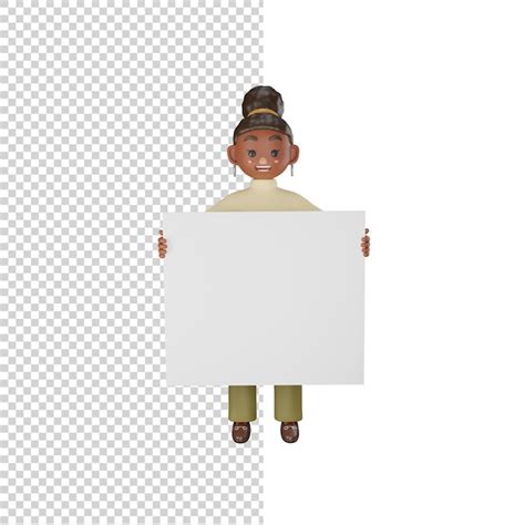 Premium Psd African American Woman Holding A Blank White Board In Her