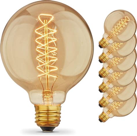 6 Pack Vintage Edison Bulbs With Spiral Filament 40w Dimmable E26