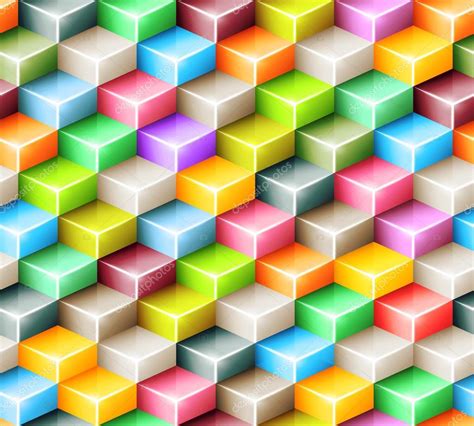 Vector Geometric Seamless Pattern With Bright Colored Cubes — Stock