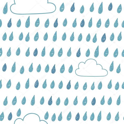 Cute Seamless Pattern With Clouds And Raindrops — Stock Vector