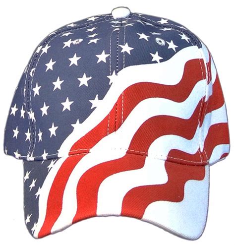 American Flag Patriotic Flag Baseball Cap Hat In Red White And Navy Blue Stars And