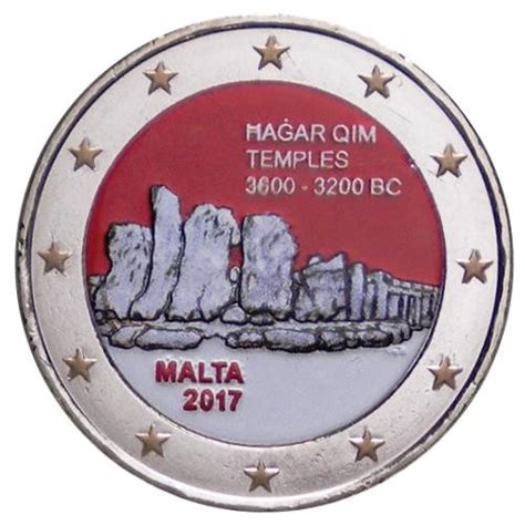 2017 2 Euro Malta Megalithic Temple Complex Of Hagar Qim Colored