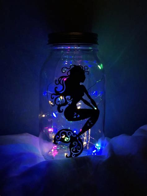 Solar Powered Decorated Mason Jar Mermaid Night Lightfree Etsy