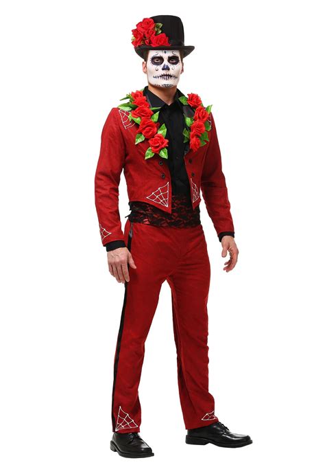 Mens Plus Size Red Day Of The Dead Costume 2x 3x 4x