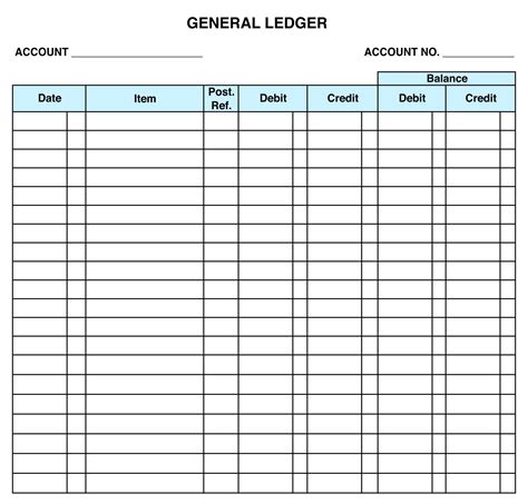 Free Printable Accounting Ledger Template Printable Templates