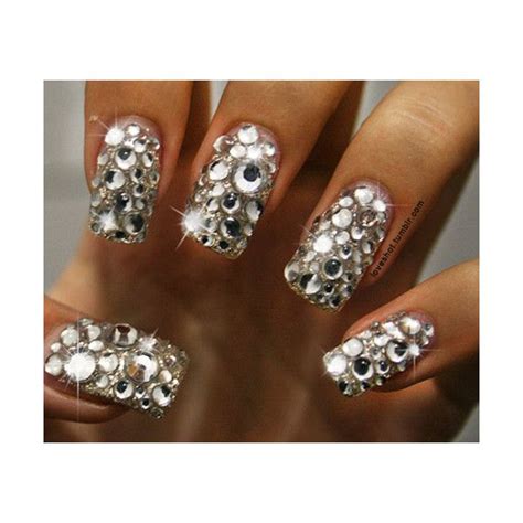 White Swarovski Crystal Nail Art With Images Studded Nails