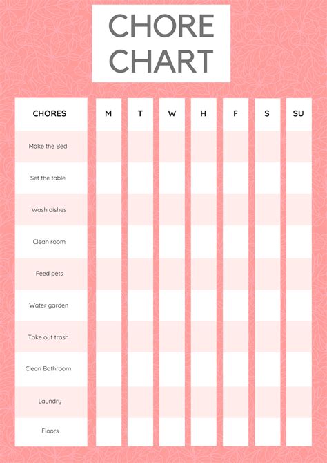 Monthly Chore Chart For Adults Cation