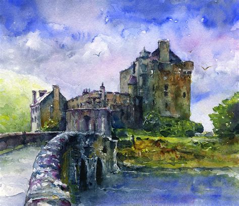 Eilean Donan Castle Scotland Painting By John D Benson Pixels