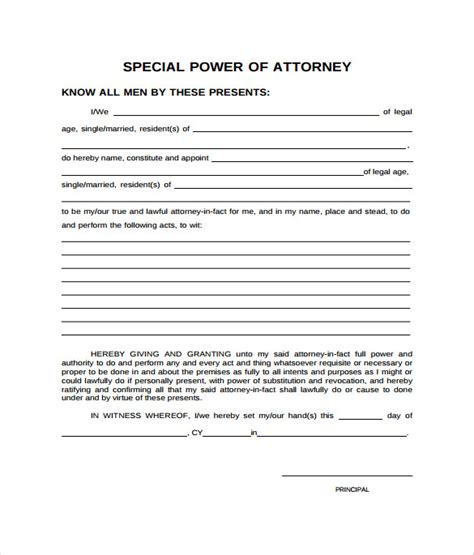 Free 8 Sample Special Power Of Attorney Forms In Pdf Ms Word