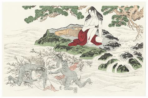 Fuji Arts Japanese Prints Beauty Being Ravished By Kappa By Utamaro