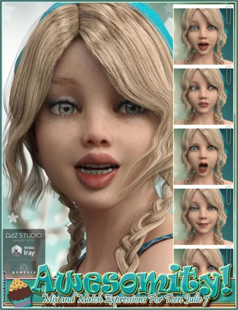 Awesomity Mix And Match Expressions For Tween Julie 7 And Genesis 3 Female S 3d Models For